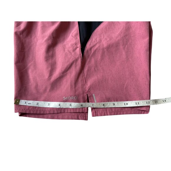 Skora Pacer Shorts 5 Inch Mens M Quick Dry Athletic Shorts Red Moscato Chambray - Picture 11 of 16